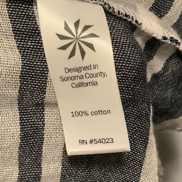 ATHLETA| Swim Cover-up X-Small Black White Stripes Tassles 100% Cotton - Picture 2 of 6